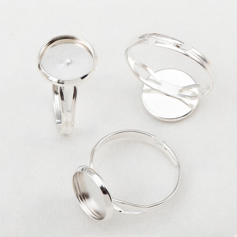 10pcs DIY Ring Blank Base Setting Iron Metal Adjustable Fit 8mm 10mm Glass Cabochons Rings Handmade Jewelry Making Accessories