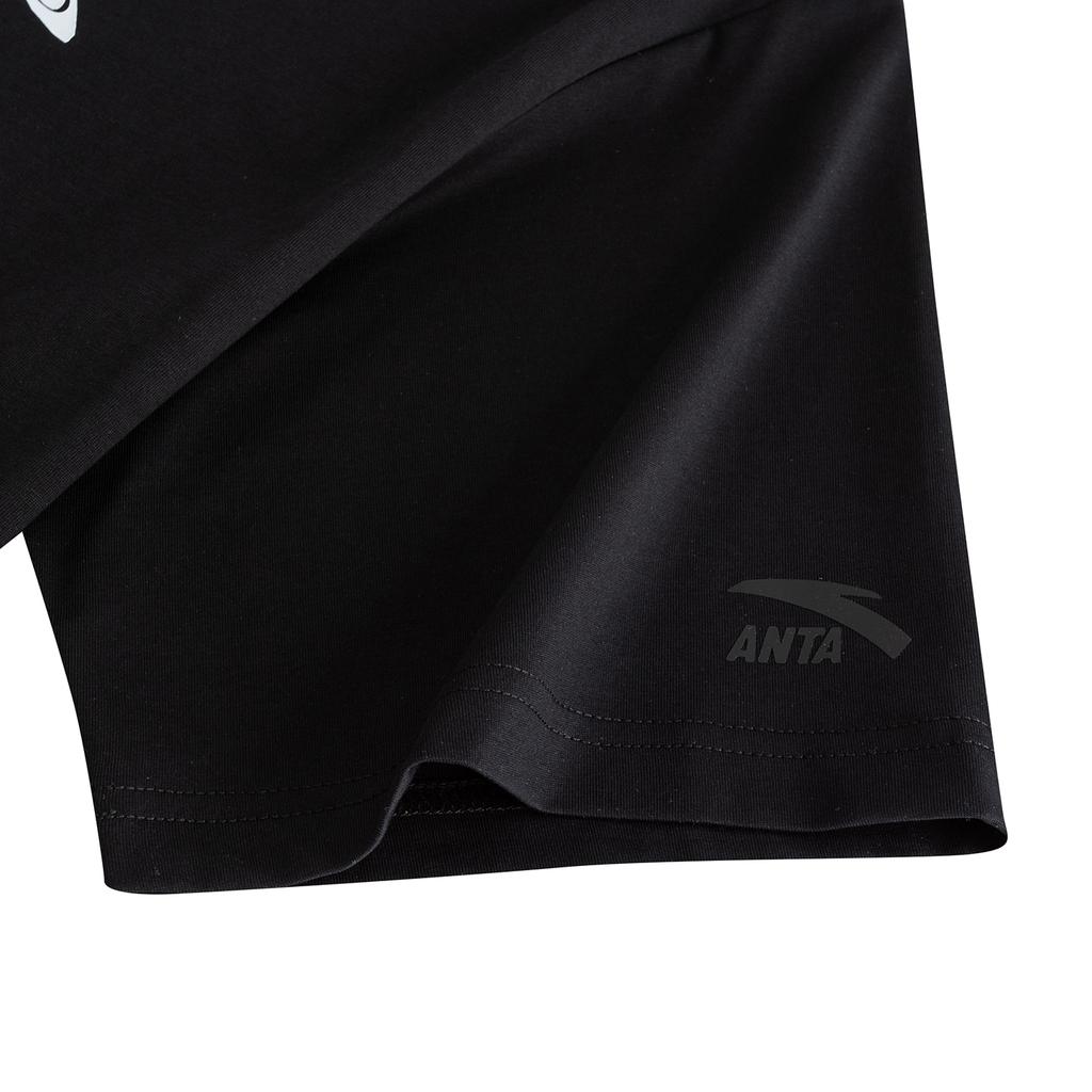Anta Casual Loose Short Sleeve Knit T-Shirt Unisex tops Basic-Black 972628117-4