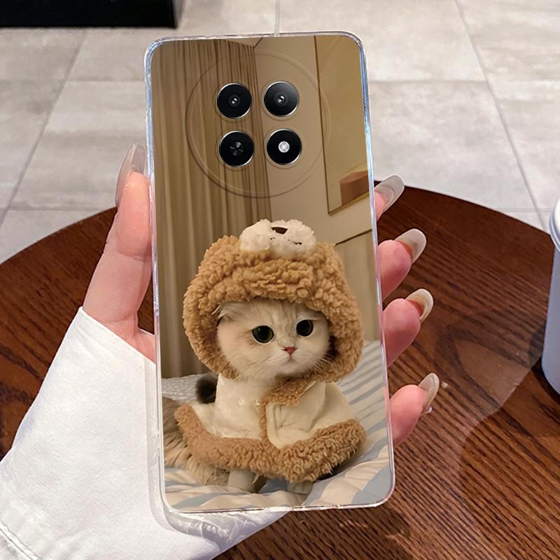 Casing For Realme 12 5G 12X 5G C63 5G Clear Silicone Jelly Soft TPU Back Cover Realme 13 5G Narzo 70X N65 Cute Cat Phone Case