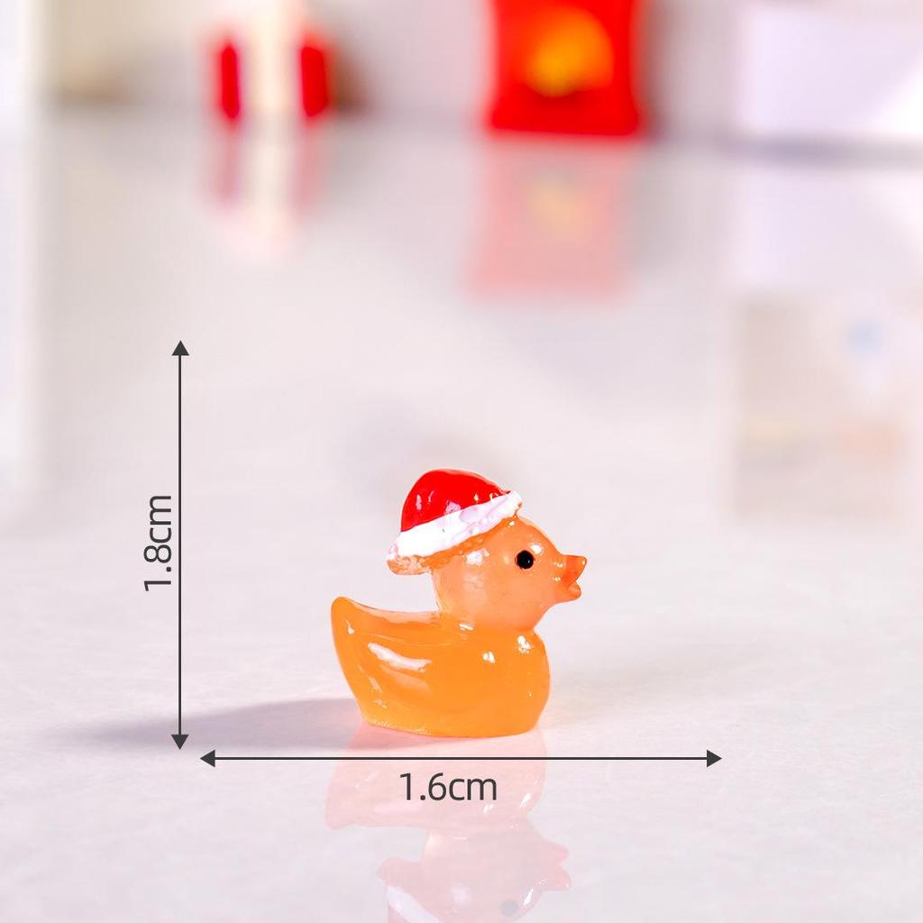 Mini Luminous Christmas Duckling Ornament – Cartoon Resin Decorative Craft