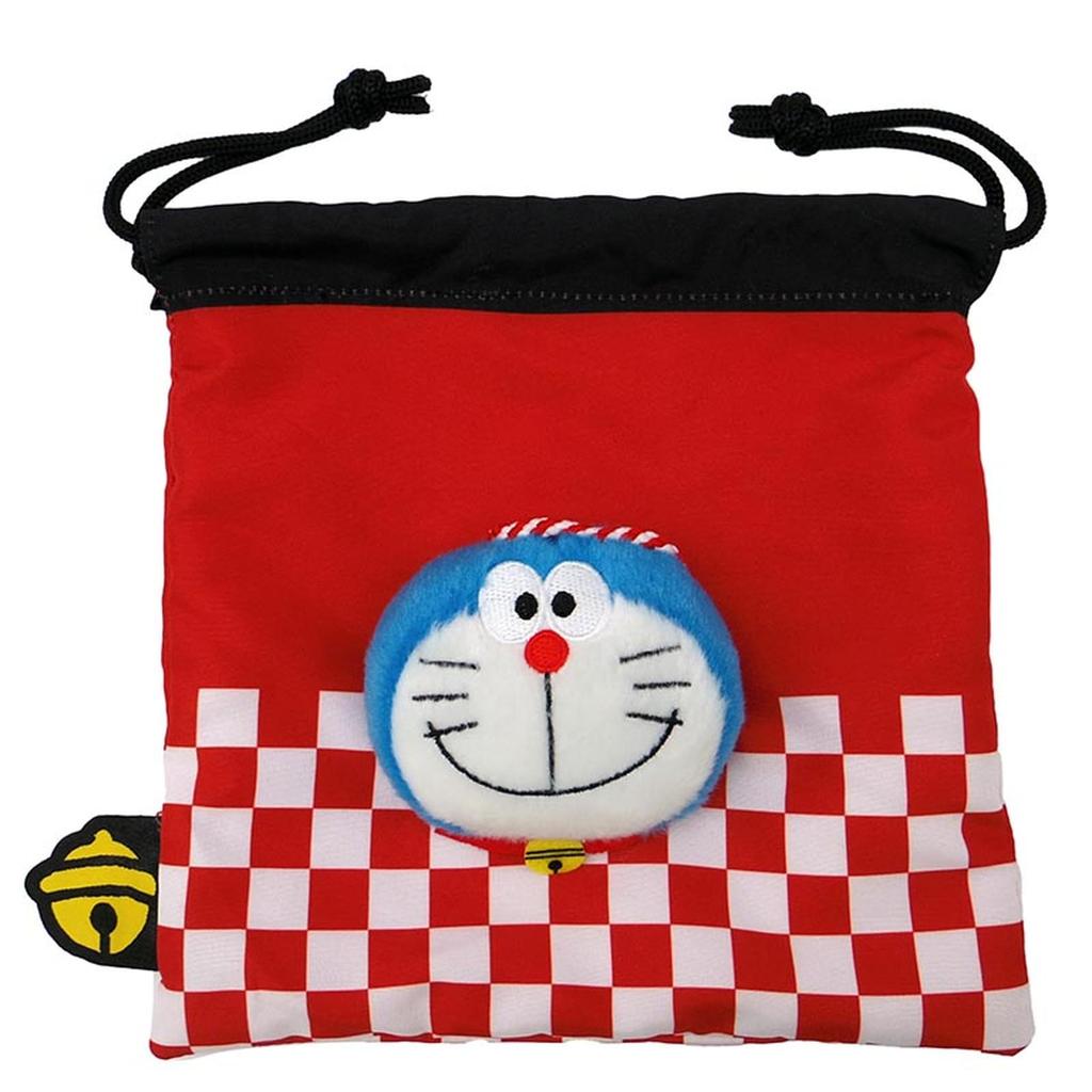 Nakajima Corporation Doraemon Happi Boa Face Drawstring Bag, Red, H18 x W18 x D3cm, 198358-24