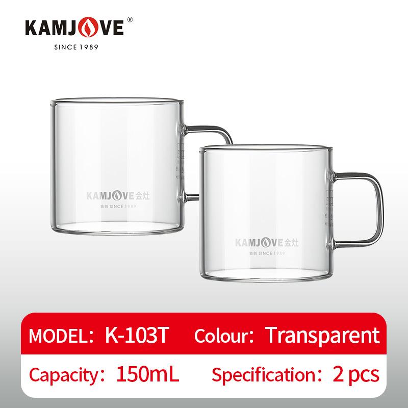 KAMJOVE Teacup 50/80/120/150ml Handle Transparent Glass Teacup Heat resistant Glass Water Cup Small Flower Teacup
