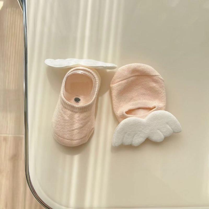 Chaussettes Ailes d'Ange pour Bébés Garçons Coton Élastique Couleur Unie Chaussettes Nouveau-nés Filles Printemps Été Antidérapantes Sol Coupe Basse pour
