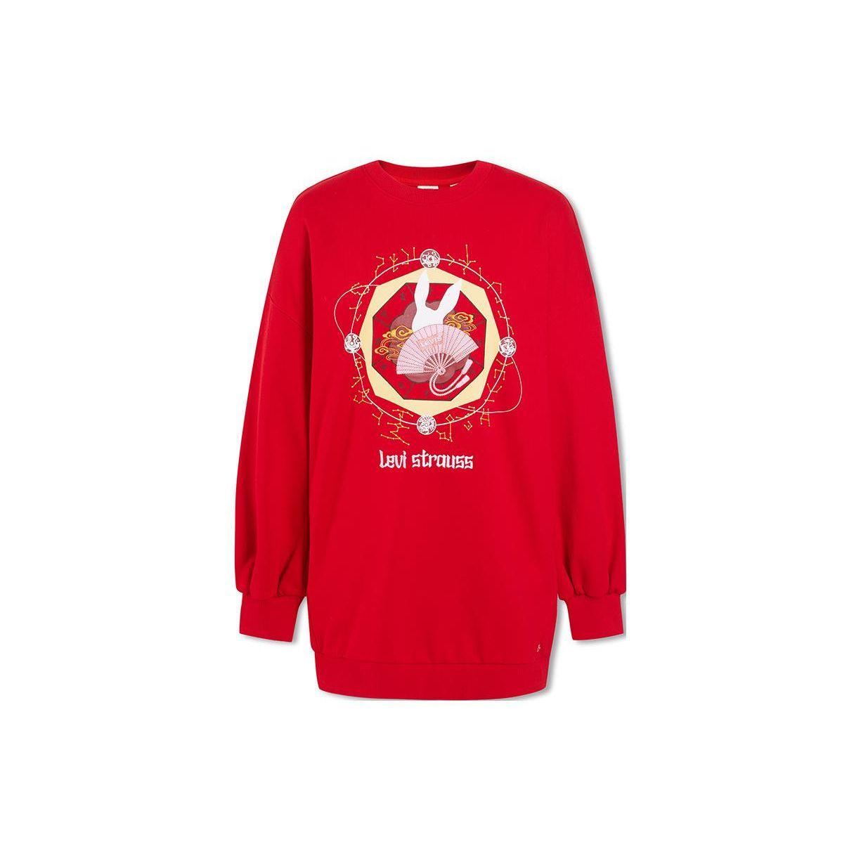 

Женский свитшот Levis SS23 с круглым вырезом и принтом кролика красный A5420-0001 XS