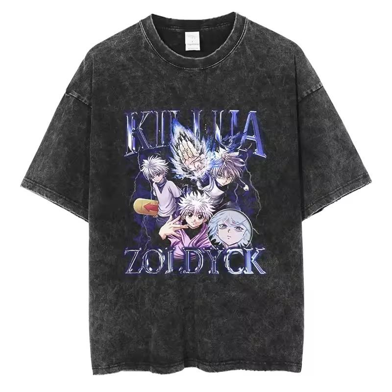 Killua Zoldyck Hunter X Hunter Manga Graphic Tshirt Men Women Clothes Oversized Washed Cotton Tshirt Short Sleeve Tees Tops