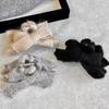 Knitted Bow Hair Claw Clip High Quality Handmade Weave Plush Hair Crabs Shark Clips Autumn Winter Hair Accessories