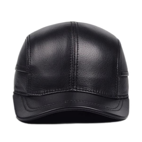 Męska i Damska Krótka Czapka z Daszkiem typu Duckbill ze Skóry Owczej na Jesień/Zimę do Użytku Zewnętrznego i Jazdy Samochodem.