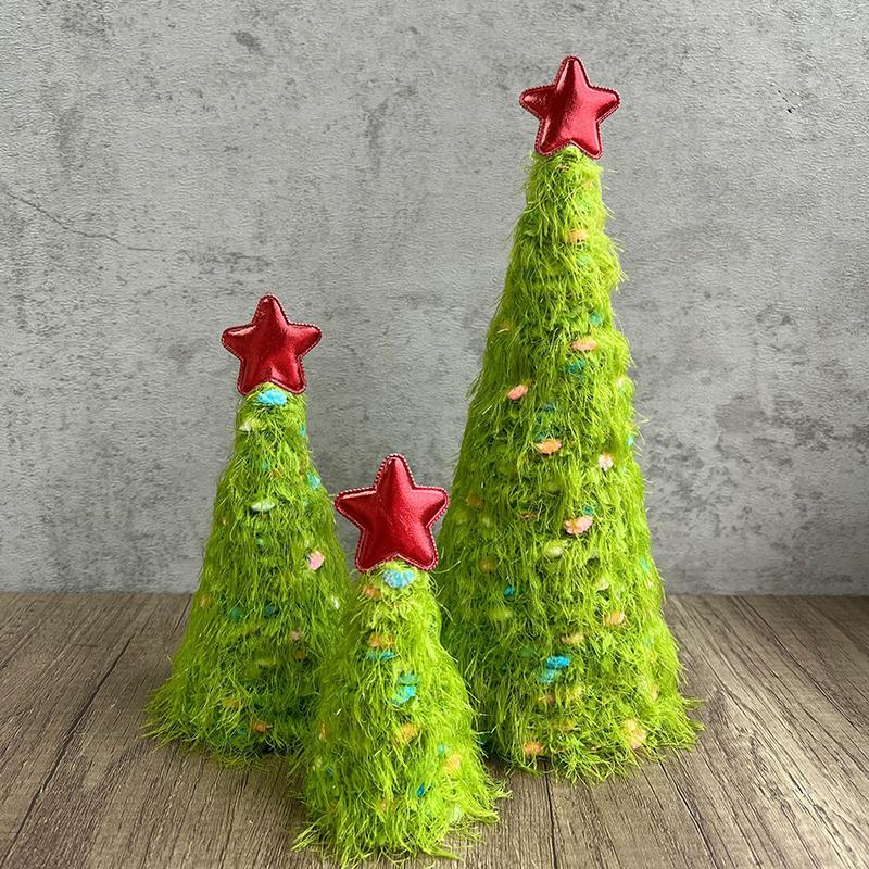 Christmas Christmas Desktop Ornaments Christmas Gifts Colorful Dot Design Cute Plush Christmas Tree Exquisite 3PCS/Set