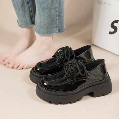 Cuir souple talon épais chaussures uniformes style collège nouveau printemps et automne plateforme chaussures en cuir petites chaussures en cuir talon rehaussé chaussures simples