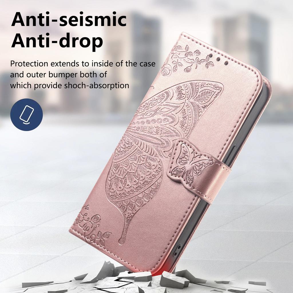 For Xiaomi Poco M7 4G (169mm) Case with Strap Butterfly Pattern PU Leather Wallet Phone Cover