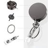 Retractable Pull Badge Reel Black Metal ID Lanyard Name Tag Card Badge Holder Reels Fashion Belt Key Ring Chain Clips
