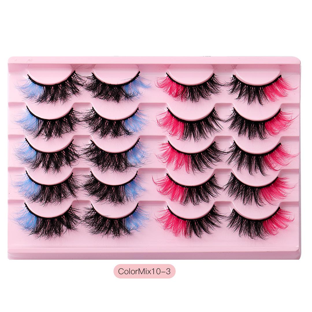 

10 пар цветных завитых натуральных накладных ресниц, сценичные преувеличенные ресницы для сценического макияжа