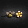 Cute New Flower Bee Asymmetric Earrings Fashion Zircon Earrings Jewelry Punk Lmitation Pearl Stud Earrings For Women Girls Gift