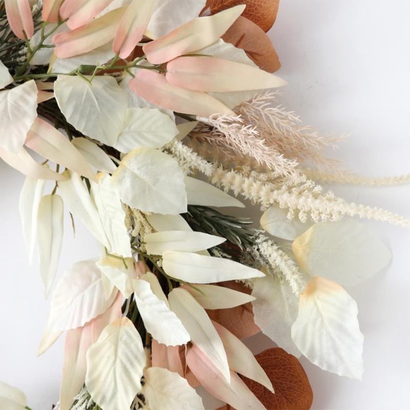Artificial Ear of Rice Wreath Thanksgiving Holiday Wreath Artificial Flower Wreath for Door Hallway Garden Farmhouses