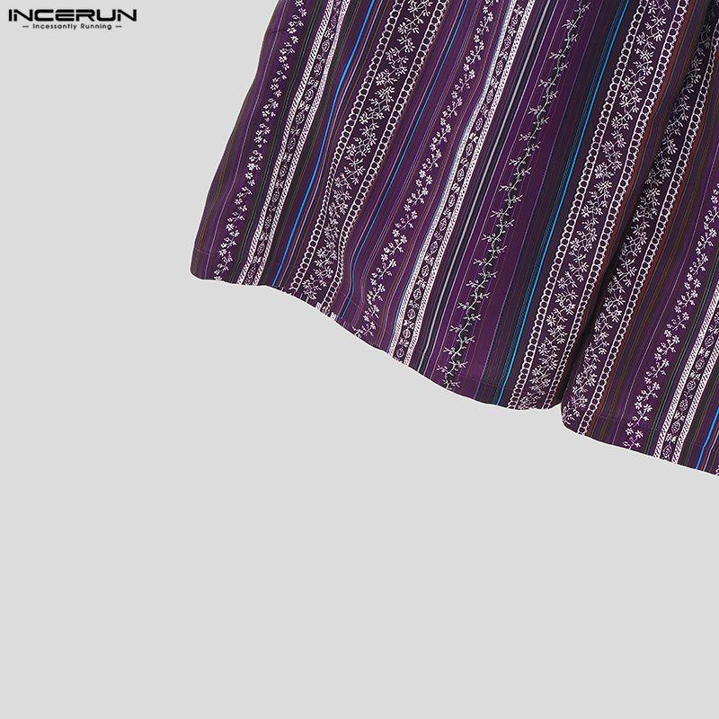 INCERUN Bohemia Men Elastic Waist Casual Long Floral Print Baggy Trousers Pants