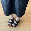 Cowhide version~ retro niche casual belt buckle one-word slippers for women's outer wear 2025 summer thick-bottomed Birkenstock sandals