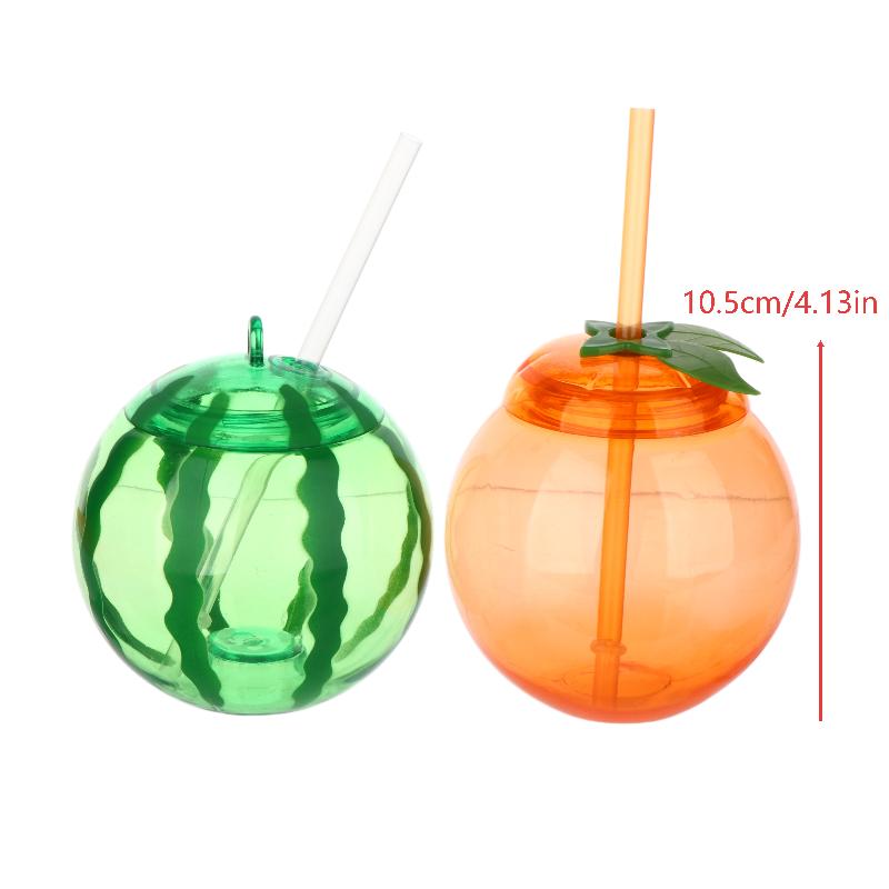 1/3 Pezzi Tazza di Plastica a Forma di Frutta con Cannuccia Carina Arancia Anguria Bottiglia da Bere per Festa Estiva in Spiaggia Uso Domestico Tazza per Bevande