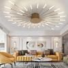 Gold 28 Heads Non Dimmable Pendant Lights Creative Fireworks Design Chandelier Modern Ceiling Light for Living Room Exhibition Hall Bedroom