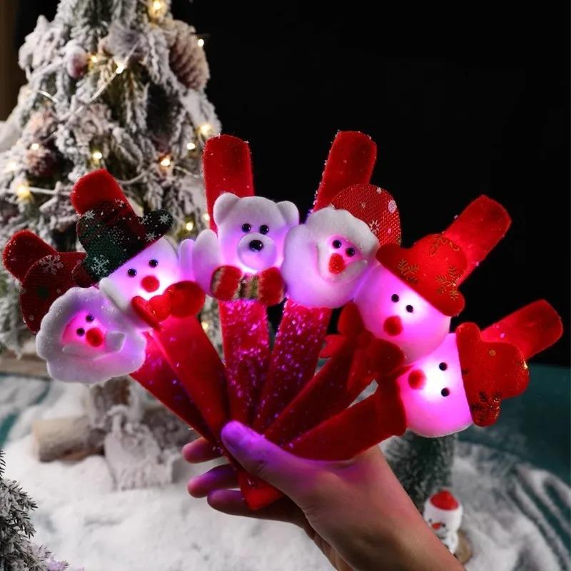 Christmas Clapping Bracelets for Women Men LED Flashing Papa Circles Bracelet Snowman Reindeer Bear Christmas Decor kids Gifts