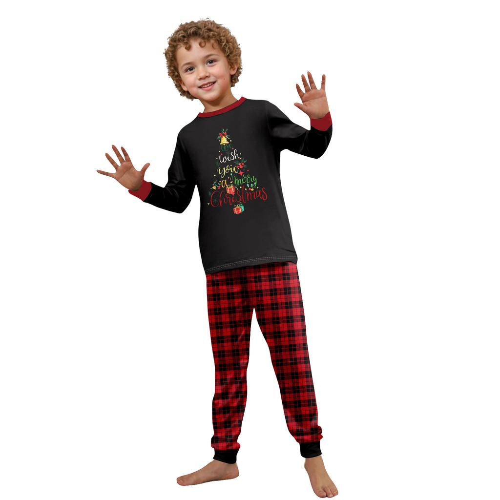 Print Cute Family Set Pajamas, Home Clothes, Family Set Long Sleeve Top Pants Set