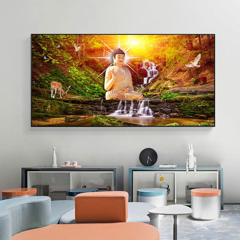 Tablouri Buddha de aur Postere de perete și imprimeuri Buddhism Pânză Pictură Poze religioase Living Room Decor
