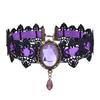 Gothic Black Choker Necklace for Women Vintage Goth Velvet Lace Collar Crystal Pendent Necklace Cosplay Party Jewelry