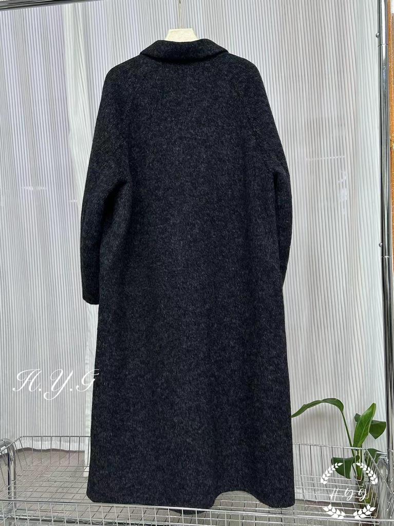 Women's Double-Sided Alpaca Wool Coat with Tassel Shawl and Doll Collar
