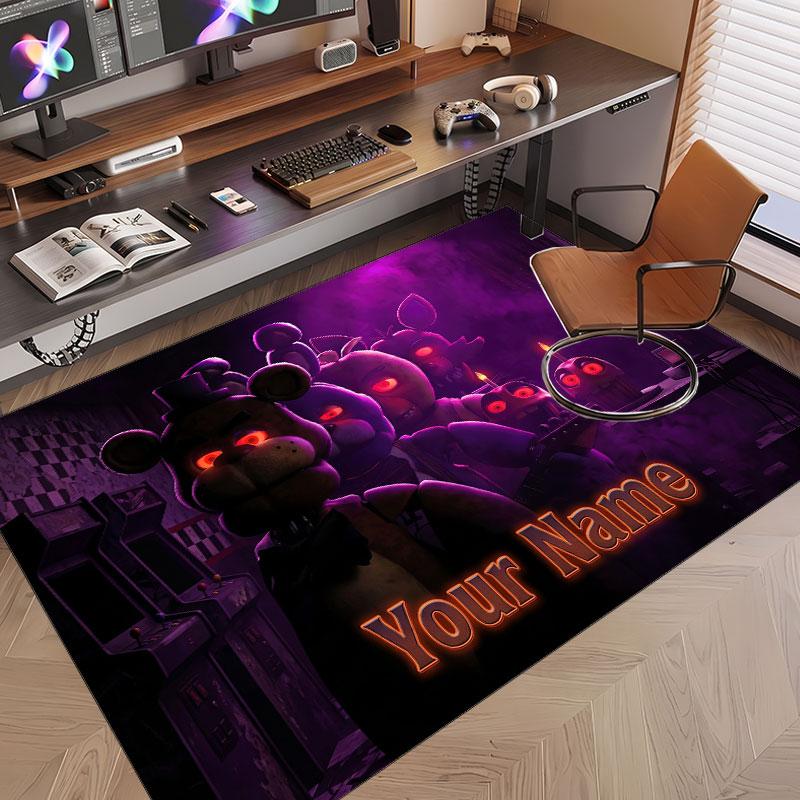 Custom Name Text Crystal Velvet Rug,Five Nights at Freddy’s Soft Plush Decorative Non Slip Floor Carpet