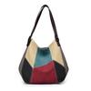 Women's Shoulder Bag Large Capacity Tote Bag Contrast Color Stitching Canvas Bag