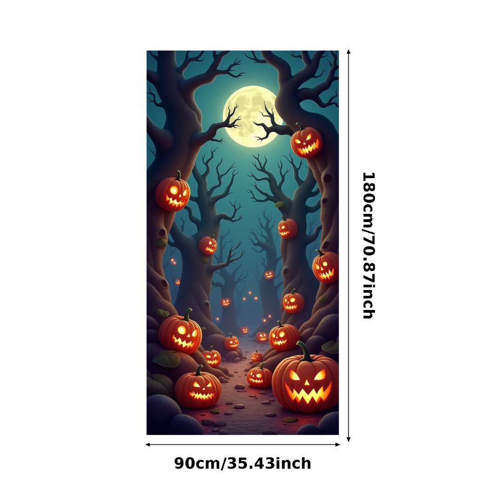 Jack O Lantern Banner Starry Sky Forest Theme Banner Pumpkin Banner Halloween Theme Spooky Decoration For Autumn Celebration