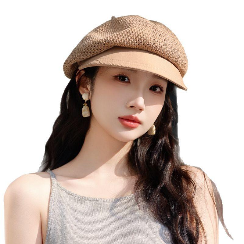 Women S Hollow Mesh Beret Japanese Vintage Sun Protection Sun Shade Pumpkin Hat