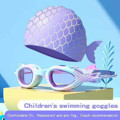 Kinder Fisch Schwimmbrille mit Fisch Silikonkappe für Jungen und Mädchen Wasserdicht und Antibeschlag Klare Sicht Professionell Wasser