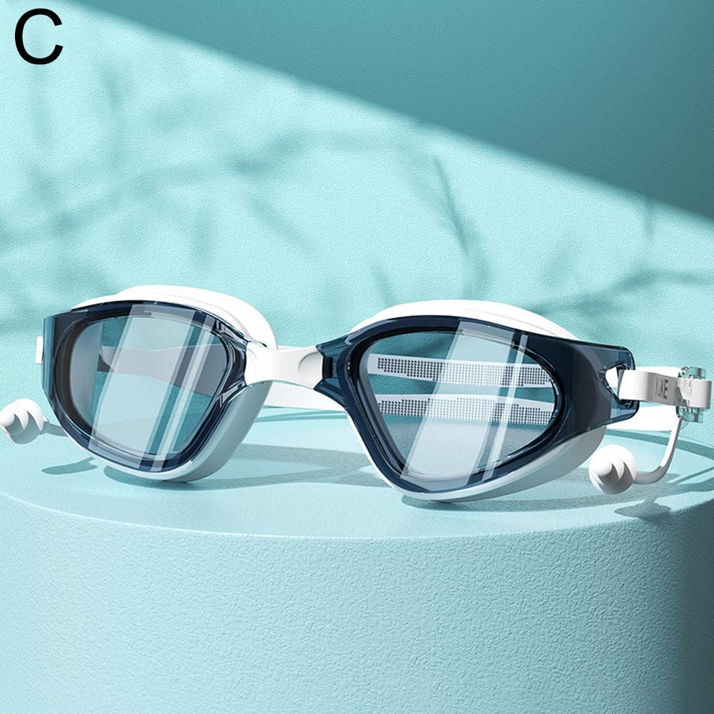 Adjustable Swimming Goggles Adults Big Frame With Earplugs Swim Glasses Men Women Professional HD Anti-fog Silicone Goggles