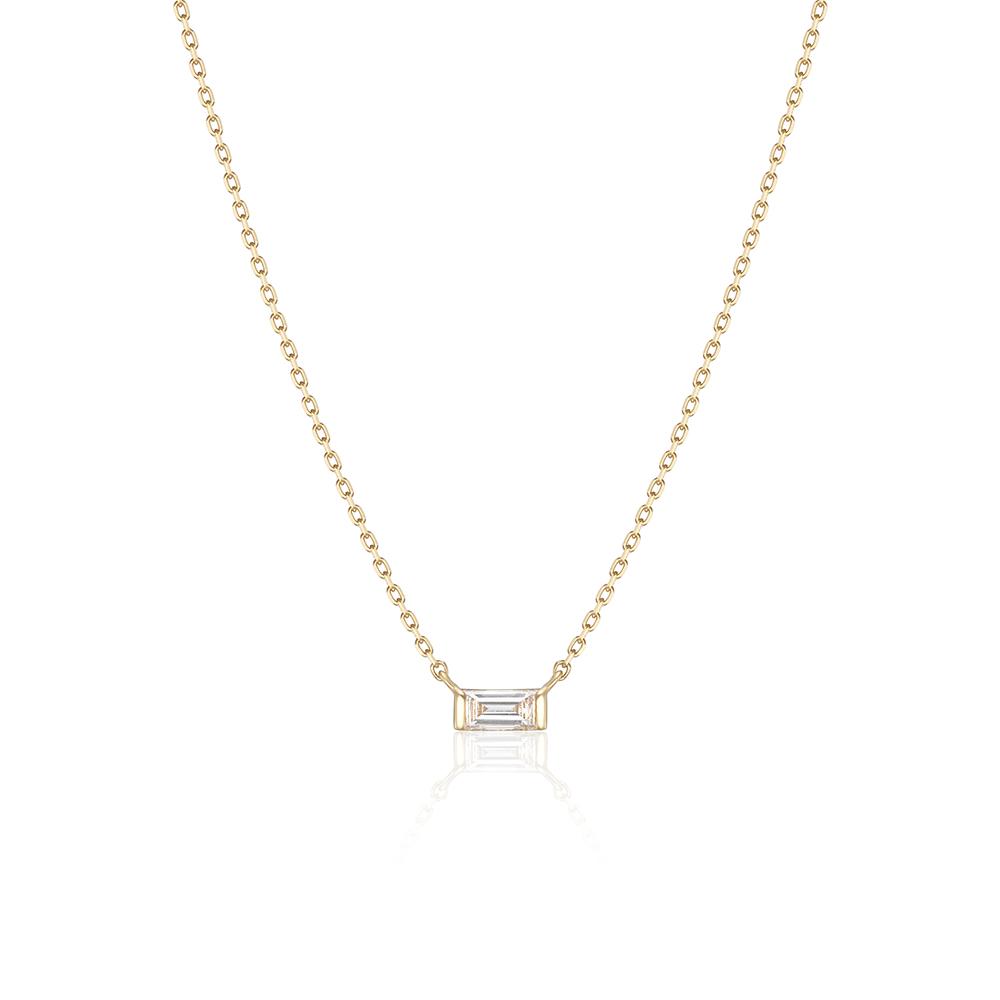 Lunne 14K Diamond Baguette Linear Necklace (14K Gold) #Lcn17