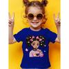Girls' Summer Crew-Neck Short-Sleeved Top New Black Girls Cute Top Girls Clothes Cartoon Print T-Shirt Top Children's Clothing