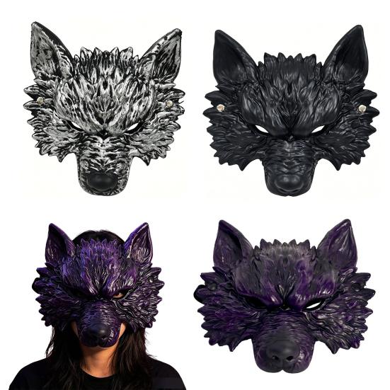 Atmospheric Werewolf Costume Gear Halloween Wolf Mask, Embossed Face Mask for Cosplay Party, Easy To Wear Adjustable Strap Animal Adults, Trick