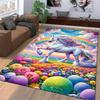 Magischer Einhorn-Teppich mit Regenbogen und buntem Blumenmuster Geeignet zur Verwendung als Antirutsch für Wohnzimmer, Schlafzimmer, Sofas