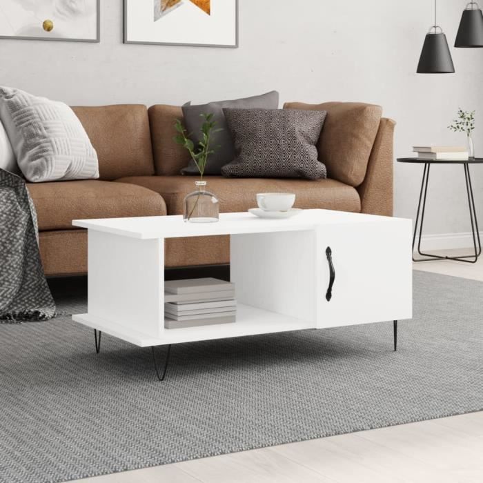 VidaXL Table basse blanc 90x50x40 cm bois d'ingénierie 829484