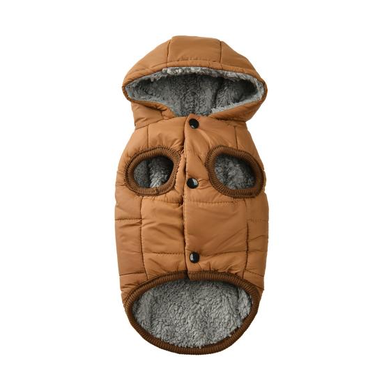 Hunder Termisk Hettegenser Fleeceforet Hundejakke med Hette Knappelukking Varm Valpe Vinterfrakk for Små Mellomstore Hunder