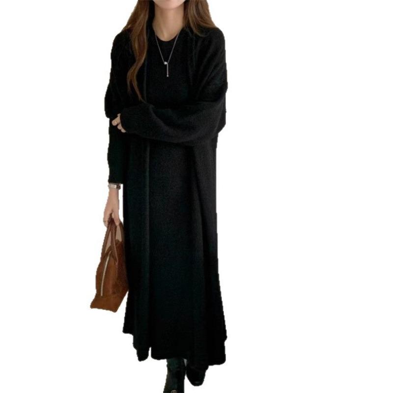 Elegant knitted dress two-piece set autumn and winter new small long cardigan sweater skirt set