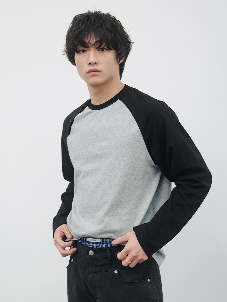 Gijunmaen Button Open Raglan Tee Black