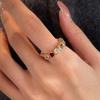 Real Gold Electroplated Zircon Oil Drop Gourd Flower Opening Ring Retro Temperament Index Finger Ring Light Luxury High-end Jewelry