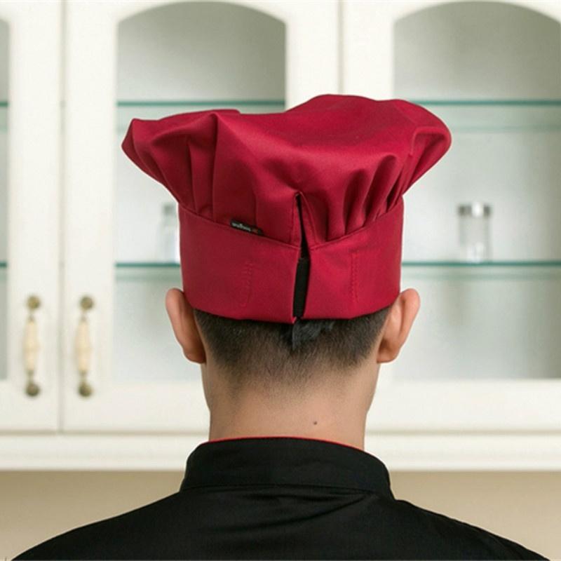 8 Color Chef Hat for Men Kitchen Hotel Supplies Working Pleated Mushroom Cap Adjustable Chefs Uniform Hat Kitchen Tools