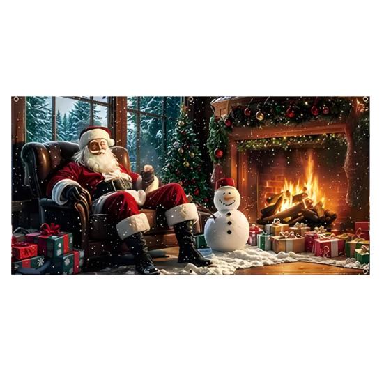 Christmas Background Cloth 480x210cm Large Holiday Party Backdrop for Wall Decor Easy Install Photo Booth Prop