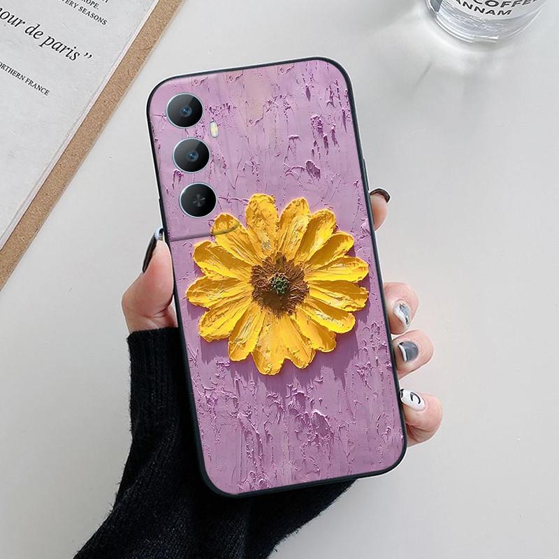 For Realme C65 Case C 65 Lovely Cartoon Flower Painted Soft Silicone Phone Cover For Realme C65 4G Funda Coque RealmeC65