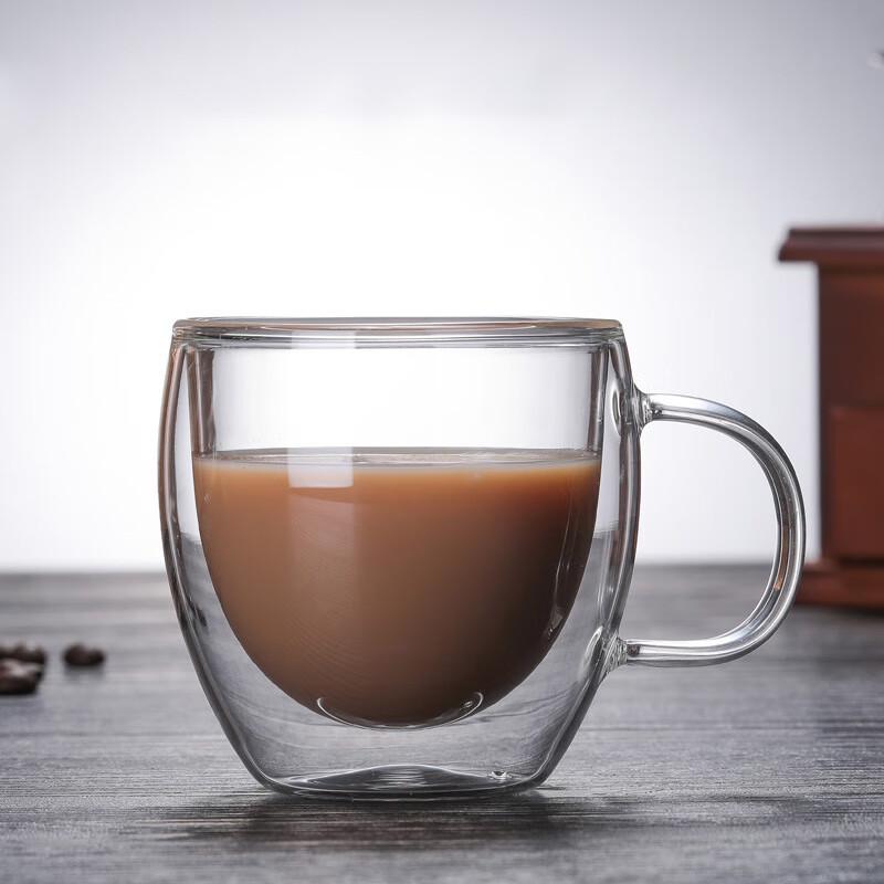 Shangqi Double Wall Glass Coffee/Juice Cup Set with Handle