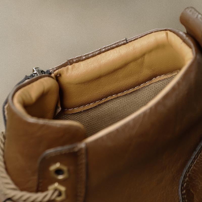 Leather Boots Men High Casual Shoes for Men Trend Zipper Walk Flats Winter Shoes Vulcanized Ankle Boots New