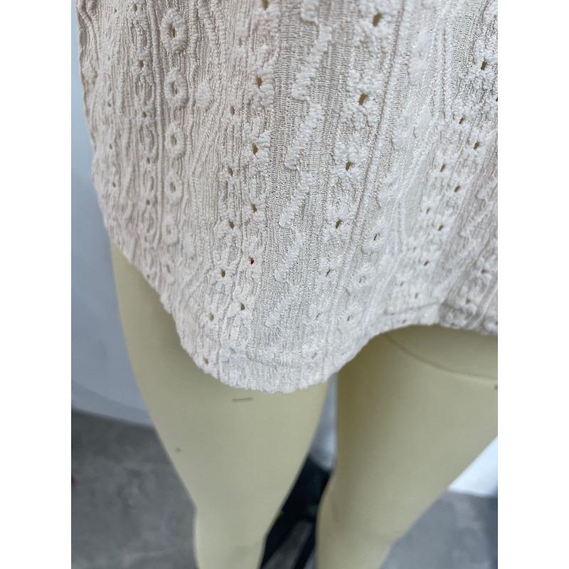 Women's Tank Tops Fashion Elegant Round Neck Lace Patchwork Loose Casual Tanks Vest for Women Spring and Summer Solid Color Crochet Office Lady Tops