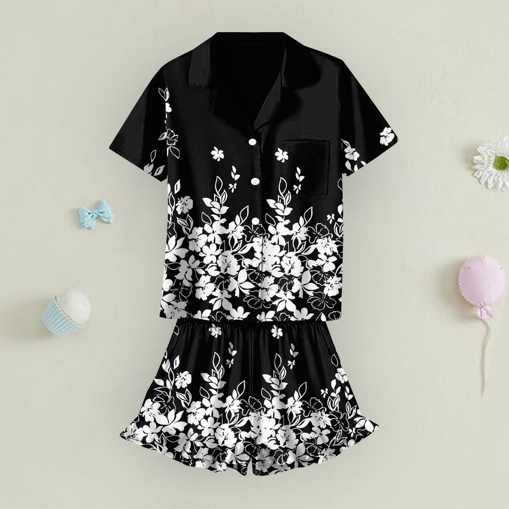 Children's Home Clothes Pajamas Set Short-sleeved Top Shorts Two-piece Set Outer Wear Play Cardigan Clothes