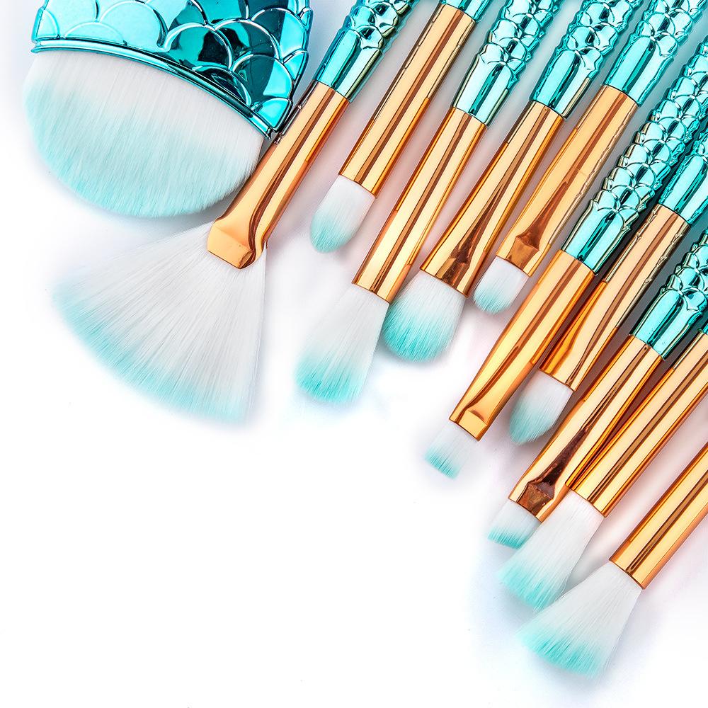 11 Mermaid Makeup Brush Set Gradual Change Fishtail Makeup, Makeup Tool Set